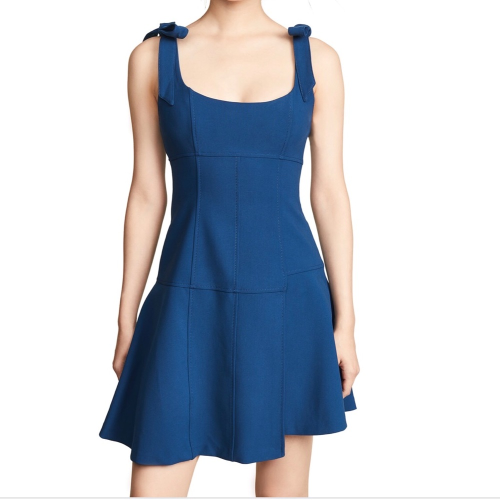Cinq à Sept Jeanette Blue Tie Shoulder Dress